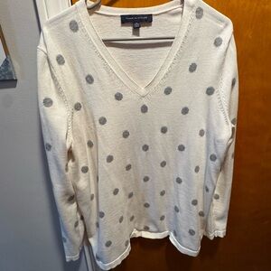 Tommy Hilfiger Ivory V-Neck Polka Dot Sweater size XL